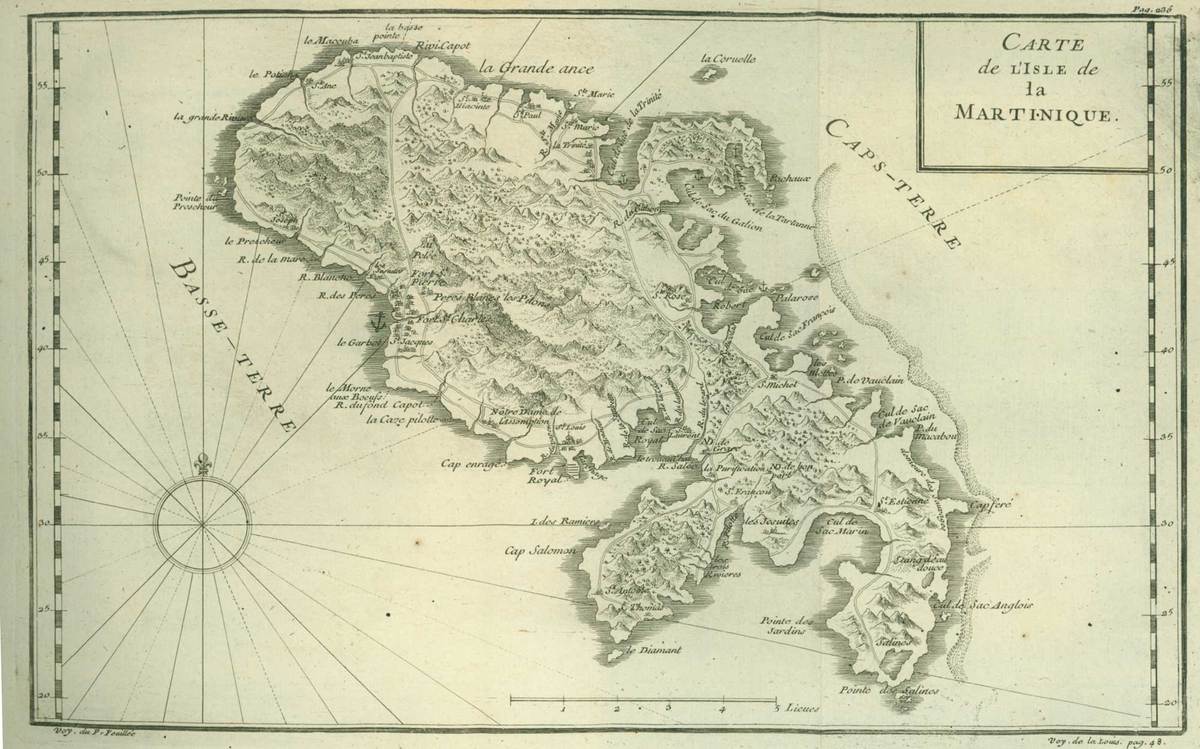 Carte de l'Isle de la Martinique from Voyage de la Louisiane (Paris, 1728)