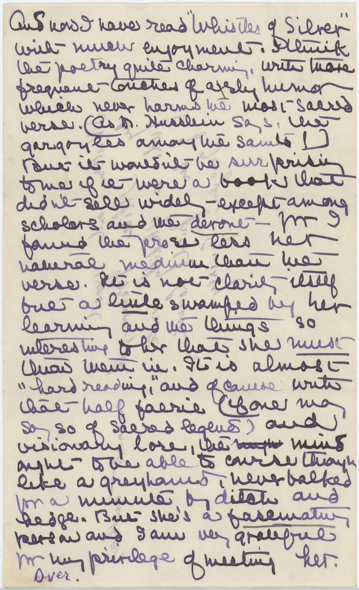 Alice Brown letter , "..have read..", front