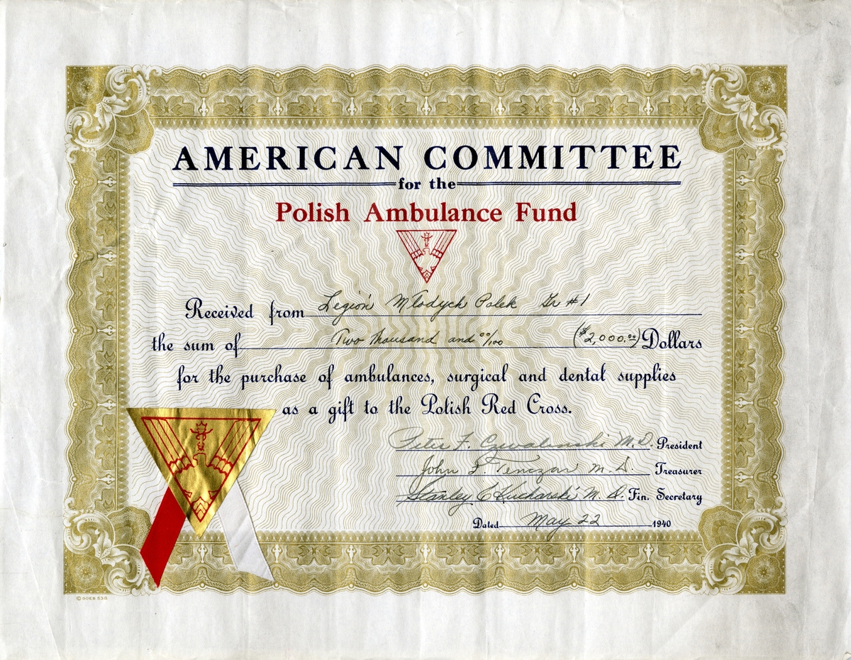 Polish Ambulance Fund Certificate, 1940.jpg