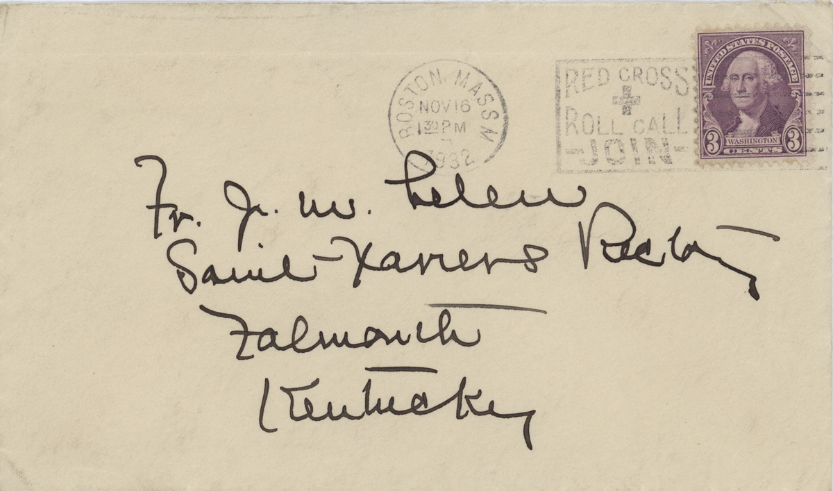 Alice Brown letter to Fr. Lelen Nov 1932 envelope