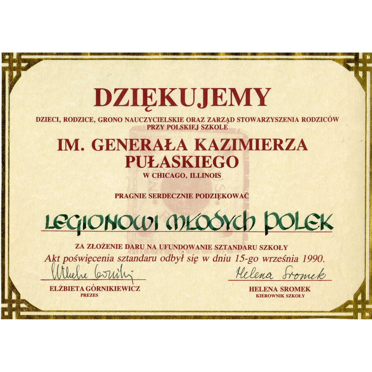 Thank You from General Kazimierz Pulaski School, 9-15-1990 squared.jpg