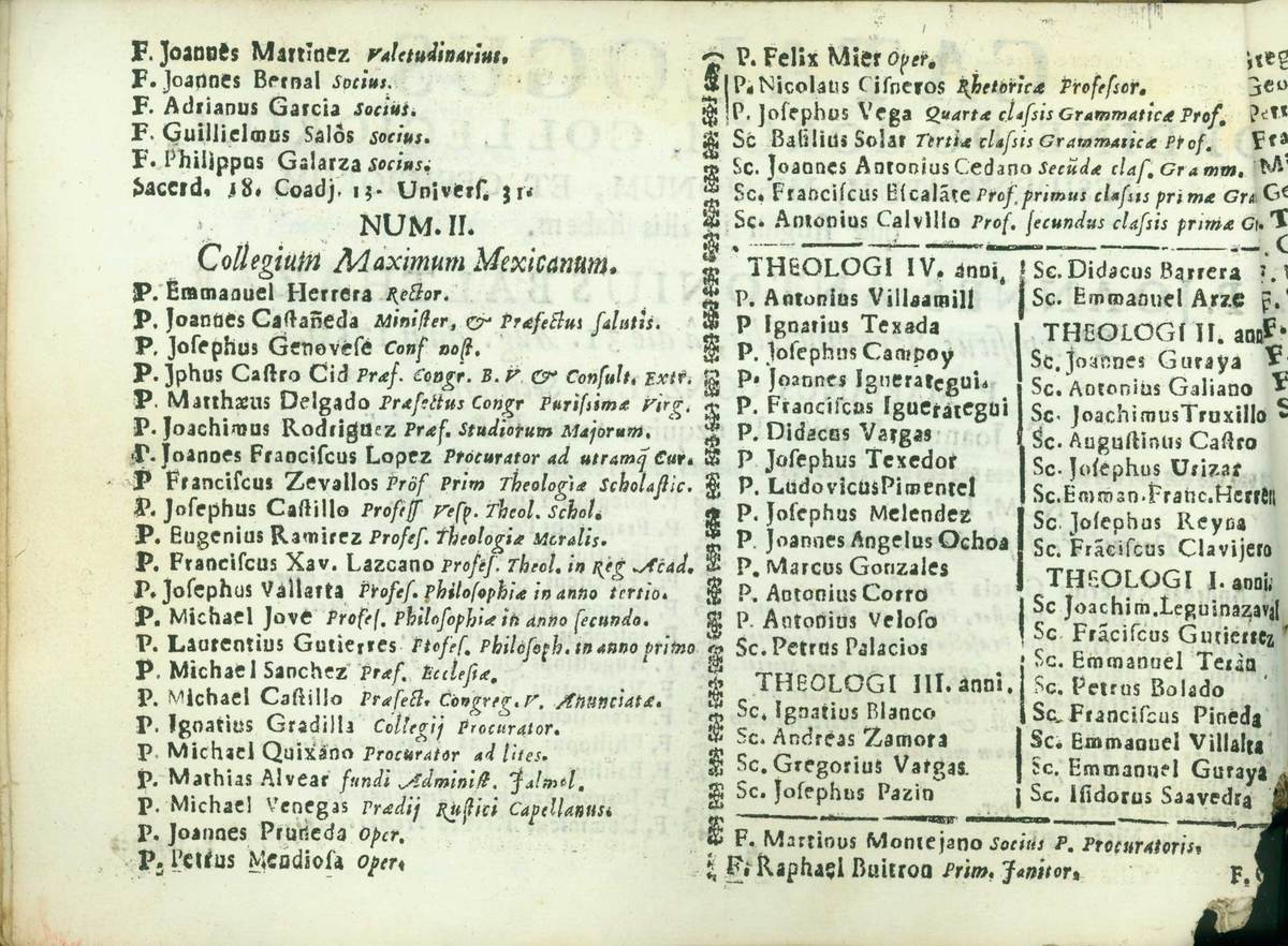 Catalogus personarum, & domiciliorum…Societatis Jesu Mexicana… 