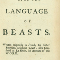 A philosophical amusement upon the language of beasts...(Dublin, 1739)