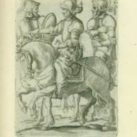 Engraving of Conquistadores, from Historica relatione del regno de Cile by Ovalle (Rome, 1646)