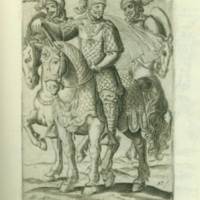 Engraving of Conquistadores, from Historica relatione del regno de Cile by Ovalle (Rome, 1646)