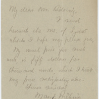 Mary E. Wilkins Freeman letter