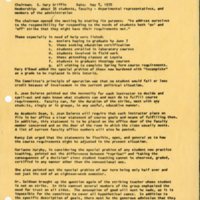 "Report of a Meeting of the Ad Hoc Committee established to consider means for assisting students in the event of a continuing College institutional strike,” May 8, 1970