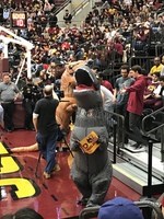 Dinosaur costumes at viewing party<br />
